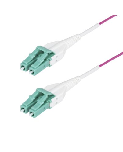 StarTech.com 7m (23ft) LC to LC (UPC) OM4 Multie Fiber Optic Cable, Erika Violet, 50/125µm, 40G/100G, LOMMF/VCSEL, Uniboot Fiber Jumper Cord, OFNR Riser Rated OM4RLCLC7M
