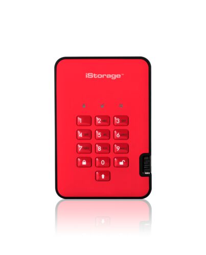 iStorage diskAshur² HDD 5TB Red | Secure Portable Hard Drive |AES-XTS 256-bit Hardware Encryption | PIN protected | OS & Platform Independent | TAA Compliant |Brute force  defence | Dust/Water Resistant IS-DA2-256-5000-R