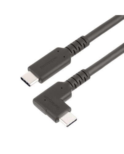 StarTech.com 3ft (1m) Rugged Right Angle USB-C Cable, USB 3.2 Gen 2 (10 Gbps), Full-Featured USB C to C Data transfer Cable, 4K 60Hz DP Alt e, 100W Power Delivery - 90 Degree USB Type-C Cable RUSB31CC1MBR
