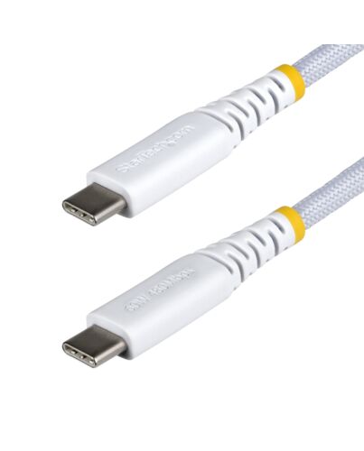 StarTech.com 2m (6ft) White USB-C Charging Cable, 60W (3A) PD, Dual-Layer Braided Nylon/TPE Jacket, Rugged USB C Charging Cord, USB 2.0 Laptop Charger Cable USB2CC2MNCBRWH