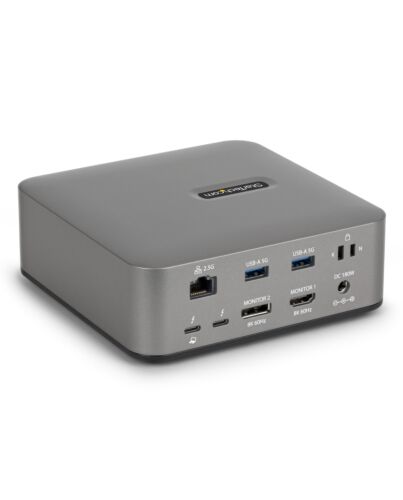 StarTech.com Thunderbolt 5 Docking Station, DP / HDMI, Triple Monitor Dock up to 4K 144Hz or Dual 8K 60Hz, 5x USB Ports, 140W Laptop Charging 215UE-TB5USB4DOCK
