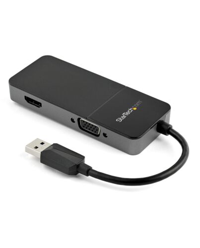 StarTech.com USB 3.0 to HDMI and VGA Adapter - 4K/1080p USB Type-A Dual Monitor Multiport Adapter Converter - External Video Graphics Card for Multiple Screens - Multi Display USB Adapter USB32HDVGA
