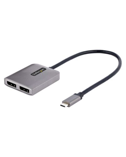 StarTech.com USB-C to Dual Displayport 1.4 Adapter, USB Type-C Multi-Monitor MST Hub, Dual 5K 60Hz DP Laptop Display Extender / Splitter, HDR, Extra-Long Built-In Cable - Windows Only MST14CD122DP