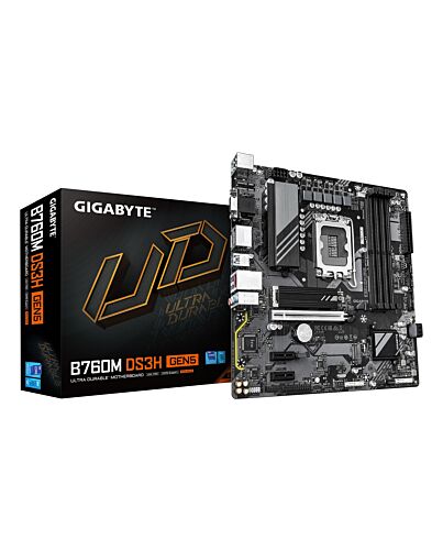 GIGABYTE B760M DS3H GEN5 Motherboard - Supports Intel Core 14th Gen CPUs, 6+2+1 Phases Digital VRM, up to 5600MHz DDR5, 2xPCIe 4.0 M.2, 2.5GbE LAN, USB 3.2 Gen2 B760M DS3H GEN5