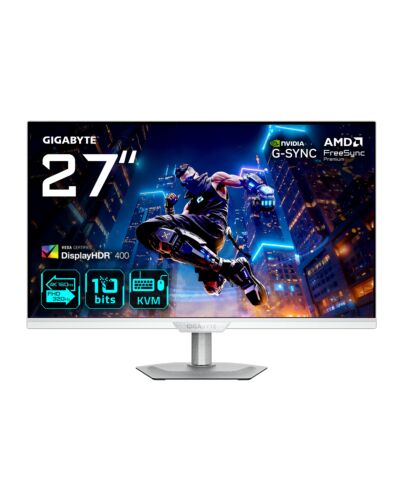GIGABYTE M27UP ICE 27” 4K UHD Gaming Monitor - Dual e (4K 160Hz or FHD 320Hz), 3840 x 2160, 1ms, 350 cd/m², FreeSync Premium, DisplayHDR400, HDMI 2.1, Displayport 1.4 M27UP ICE-EK