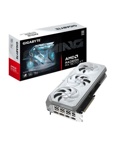 GIGABYTE Radeon RX 9070 XT GAMING OC ICE 16G Graphics Card - 16GB GDDR6, 256bit, PCI-E 5.0, 3060 MHz Core Clock, 2 x DisplayPort, 2 x HDMI, GV-R907XGAMINGOCICE-16GD GV-R907XGAMINGOCICE-16GD