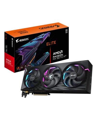 GIGABYTE AORUS Radeon RX 9070 XT ELITE 16G Graphics Card - 16GB GDDR6, 256bit, PCI-E 5.0, 3100 MHz Core Clock, 2 x DisplayPort, 2 x HDMI, GV-R9070XTAORUS E-16GD GV-R9070XTAORUS E-16GD