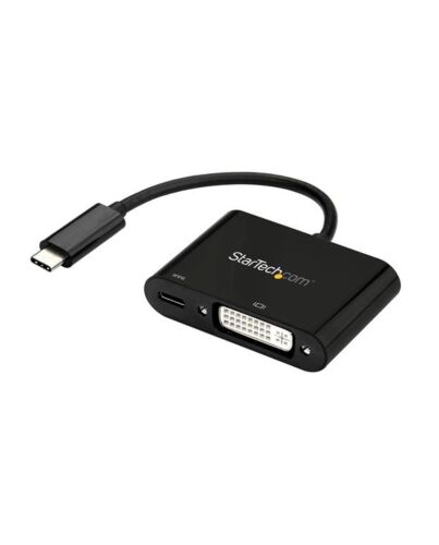 StarTech.com USB C to DVI Adapter with Power Delivery - 1080p USB Type-C to DVI-D Single Link Video Display Converter w/ Charging - 60W PD Pass-Through - Thunderbolt 3 Compatible - Black CDP2DVIUCP