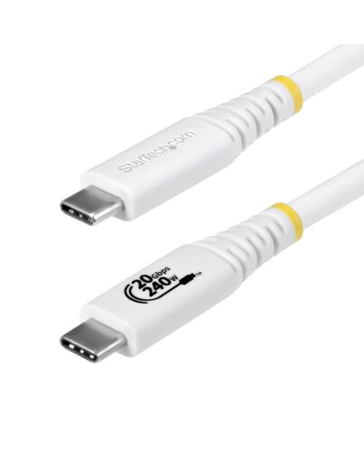 StarTech.com 2m (6ft) USB4 Cable, 20Gbps, USB-IF  USB-C Cable, 240W PD EPR, 4K 120Hz DP 1.4, TPE Jacket, White USB-C Cord CC2M20GUSB4TPW