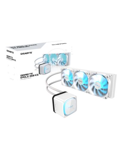 GIGABYTE EAGLE 360 ICE Liquid CPU Cooler - 3x120mm ARGB Fans, full-color LCD, DAISY-CHAIN, Intel LGA 1851 and AMD AM5 Compatible GP-GIGABYTE EAGLE 360I