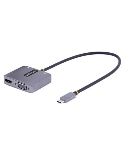 StarTech.com USB C Video Adapter, USB C to HDMI VGA Multiport Adapter, 3.5mm Audio, 4K 60Hz HDR, 100W PD Pass-Through, Thunderbolt 3/4 Compatible - USB C Display Travel Adapter 122-USBC-HDMI-4K-VGA
