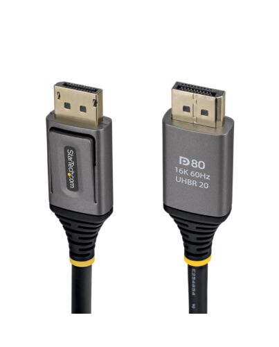 StarTech.com 50cm DisplayPort 2.1 Cable, VESA  DP80 DisplayPort Cable, Uncompressed 10K/8K 60Hz, 16K 60Hz/8K 240Hz w/DSC 1.2a, DP 2.1 Monitor Cord DP21V-50C-DP80-CABLE