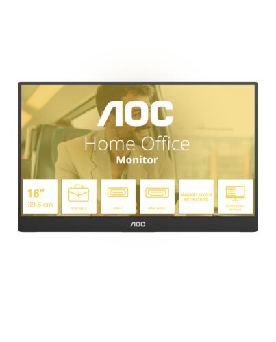 AOC 16T20E2 portable TV/monitor Portable monitor Black 39.6 cm (15.6