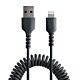 StarTech.com 1m (3ft) USB to Lightning Cable, MFi Certified, Coiled iPhone Charger Cable, Black, Durable TPE Jacket Aramid Fiber, Heavy Duty Coil Lightning Cable
