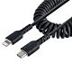 StarTech.com 20in / 50cm USB C to Lightning Cable, MFi Certified, Coiled iPhone Charger Cable, Black, Durable TPE Jacket Aramid Fiber, Heavy Duty Coil Lightning Cable