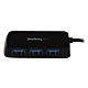 StarTech.com Portable 4 Port SuperSpeed Mini USB 3.0 Hub - Black~Portable 4 Port SuperSpeed Mini USB 3.0 Hub - 5Gbps - Black