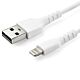 StarTech.com 3 foot (1m) Durable White USB-A to Lightning Cable - Heavy Duty Rugged Aramid Fiber USB Type A to Lightning Charger/Sync Power Cord - Apple MFi  iPad/iPhone 12