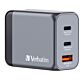 Verbatim GNC-65 GaN Charger 65W with 2 x USB-C PD 65W / 1 x USB-A QC 3.0 (EU/UK/US)