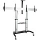 StarTech.com Dual TV Cart for 37-60in VESA TVs up to 110lb/50kg each - Height Adjustable TV Mount, Mobile Display Cart w/ Equipment Shelves - Rolling TV Cart on Wheels - Rolling TV Stand