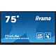 iiyama TE7512MIS-B3AG Signage Display Kiosk design 190.5 cm (75") LCD Wi-Fi 400 cd/m² 4K Ultra HD Black Touchscreen Built-in processor Android 11 24/7