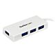 StarTech.com Portable 4 Port SuperSpeed Mini USB 3.0 Hub - White~Portable 4 Port SuperSpeed Mini USB 3.0 Hub - 5Gbps - White