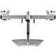 StarTech.com Dual Monitor Stand - Ergonomic Free Standing Dual Monitor Desktop Stand for two 24" VESA Mount Displays - Synchronized Height Adjustable - Double Monitor Pole Mount - Silver