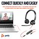 HP Poly Blackwire 3325 Stereo USB-C Headset +3.5mm Plug +USB-C/A Adapter