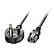 Lindy 3m UK 3 Pin Plug To IEC C13 Mains Power Cable, Black