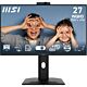 MSI Pro MP275QPDG 27 Inch Monitor, QHD (2560 x 1440), 100Hz, IPS, 1ms, 2x HDMI 2.0b, 1x DP 1.2a input, 1x DP 1.2a output, 1x Type-C (DP alt.) w/ 98W PD, 1x LAN, 4xUSB 5Gbps Type-A, 1x USB 5Gbps Type-B, Built-in Speakers, Webcam, Daisy Chain, HDR Ready, An