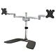 StarTech.com Dual Monitor Stand - Ergonomic Desktop Monitor Stand for up to 32" VESA Displays - Free-Standing Articulating Universal Computer Monitor Mount - Adjustable Height - Silver