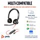 Poly Blackwire 3320 Stereo USB-C Headset +USB-C/A Adapter