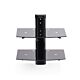 StarTech.com Dual Floating Wall-Mounted AV Shelves, Adjustable Height Shelf For Under TV, Organize A/V Equipment On Black Tempered Glass Shelves