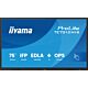 iiyama TE7512MIS-B4AG Signage Display Kiosk design 190.5 cm (75") LCD Wi-Fi 400 cd/m² 4K Ultra HD Black Touchscreen Built-in processor Android 24/7