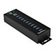 StarTech.com 10-Port USB 3.0 Hub with Power Adapter - Metal Industrial USB-A Hub with ESD & 350W Surge Protection - Din/Wall/Desk Mountable - High Speed USB 3.2 Gen 1 (5Gbps) Hub
