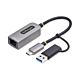 StarTech.com USB-C to Ethernet Adapter with USB-A Dongle, 10/100/1000Mbps, USB 3.0 to Gigabit Ethernet Network Adapter, 6in/15cm Attached Cable, USB GbE Adapter