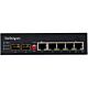 StarTech.com Industrial 6 Port Gigabit Ethernet Switch 4 PoE RJ45 +2 SFP Slots 30W PoE+ 48VDC 10/100/1000 Power Over Ethernet LAN Switch -40C to 75C with DIN Connector/Mountable