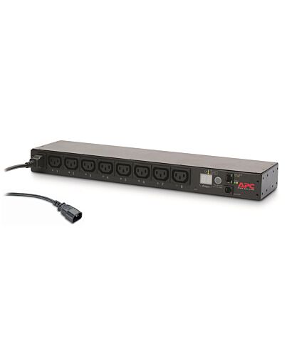 APC NetShelter Switched Rack PDU, 1U, 1PH, 2.3kW 230V 10A or 2.5kW 208V 12A, 8 C13 outlets, C14 cord AP7920B