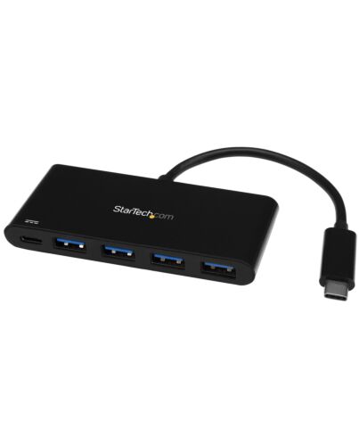 StarTech.com 4 Port USB C Hub with 4 USB Type-A Ports (USB 3.0 SuperSpeed 5Gbps) - 60W Power Delivery Passthrough Charging - USB 3.1 Gen 1/USB 3.2 Gen 1 Laptop Hub Adapter - MacBook, Dell~4 Port USB C Hub with 4 USB Type-A Ports (USB 3.0 SuperSpeed 5Gbps) HB30C4AFPD