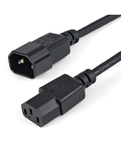 StarTech.com 1m (3ft) Power Extension Cord, C14 to C13, 10A 125V, 18AWG, Computer Power Cord Extension, IEC-320-C14 to IEC-320-C13 AC Power Cable Extension for Power Supply, UL Listed PXT1001M