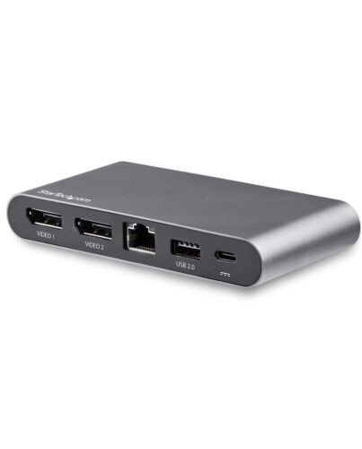 StarTech.com USB C Dock - 4K Dual Monitor DisplayPort - Mini Laptop Docking Station - 100W Power Delivery Passthrough - GbE, 2-Port USB-A Hub - USB Type-C Multiport Adapter - 3.3' Cable DK30C2DAGPD