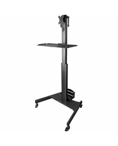 StarTech.com Mobile Workstation Cart with Monitor Mount, CPU/PC Holder, Keyboard Tray - Ergonomic Height Adjustable Desktop Computer Cart - Rolling Mobile Standing Workstation on Wheels WKSTNCART