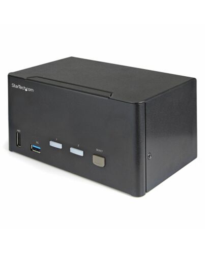 StarTech.com 2 Port Triple Monitor DisplayPort KVM Switch - 4K 60Hz UHD HDR - Desktop DP 1.2 KVM with 2 Port USB 3.0 Hub (5Gbps) & 4x USB 2.0 HID Ports, Audio - Hotkey Switching - TAA SV231TDPU34K