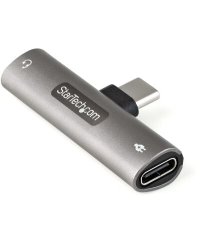 StarTech.com USB C Audio & Charge Adapter - USB-C Audio Adapter w/ 3.5mm TRRS Headphone/Headset Jack and 60W USB Type-C Power Delivery Pass-through Charger - For USB-C Phone/Tablet/Laptop CDP235APDM