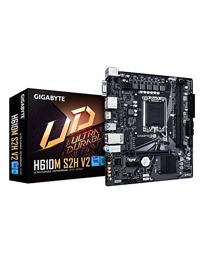 GIGABYTE H610M S2H V2 Motherboard - Supports Intel Core 14th CPUs, 4+1+1 Hybrid Phases Digital VRM, up to 5600MHz DDR5, 1xPCIe 3.0 M.2, GbE LAN, USB 3.2 Gen 1 H610M S2H V2