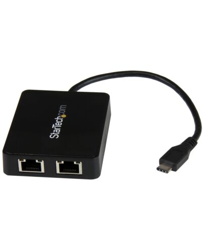 StarTech.com USB-C to Dual Gigabit Ethernet Adapter with USB (Type-A) Port US1GC301AU2R