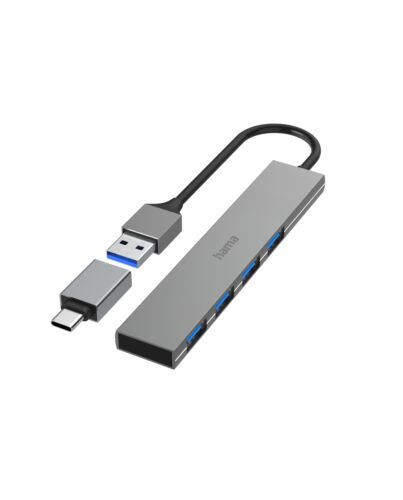 Hama 00200141 interface hub USB 3.2 Gen 1 (3.1 Gen 1) Type-A 5000 Mbit/s Grey 00200141