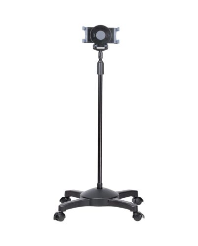 StarTech.com Mobile Tablet Stand with Lockable Wheels - Height Adjustable Cart - Universal Rolling Floor Stand for Tablets f 7 to 11 inch, Portable Tablet Stand w/ Detachable Tablet Holder STNDTBLTMOB