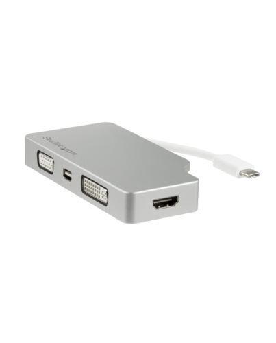 StarTech.com USB C Multiport Video Adapter with HDMI, VGA, Mini DisplayPort or DVI - USB Type C Monitor Adapter to HDMI 1.4 or mDP 1.2 (4K) - VGA or DVI (1080p) - Silver Aluminum CDPVGDVHDMDP