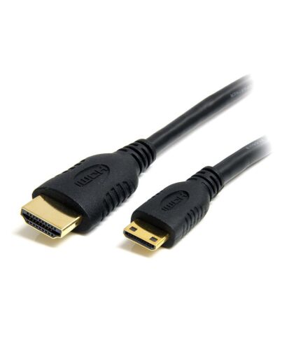 StarTech.com 1m Mini HDMI to HDMI Cable with Ethernet - 4K 30Hz High Speed Mini HDMI to HDMI Adapter Cable - Mini HDMI Type-C Device to HDMI Monitor/Display - Durable Video Converter Cord HDACMM1M