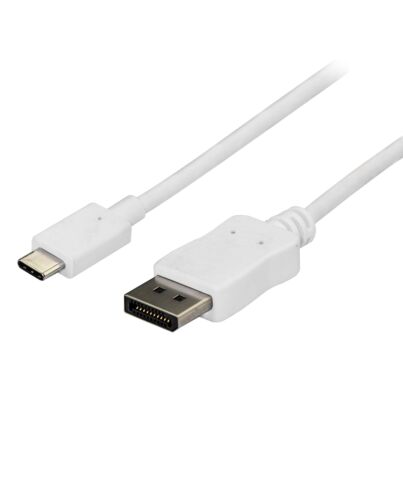 StarTech.com 6ft/1.8m USB C to DisplayPort 1.2 Cable 4K 60Hz - USB-C to DisplayPort Adapter Cable HBR2 - USB Type-C DP Alt e to DP Monitor Video Cable - Works w/ Thunderbolt 3 - White CDP2DPMM6W